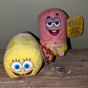 NWT - Nickelodeon's Patrick 3" *and* TY Teeny Tys Spongebob Squarepants Plushes